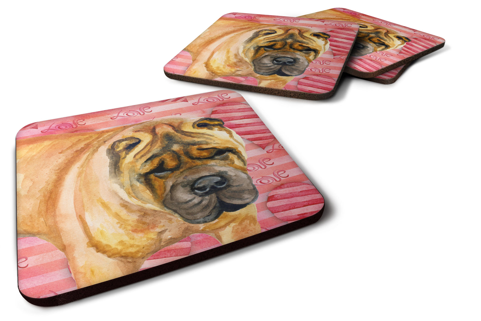 Shar Pei Love Foam Coaster Set of 4 BB9748FC - the-store.com