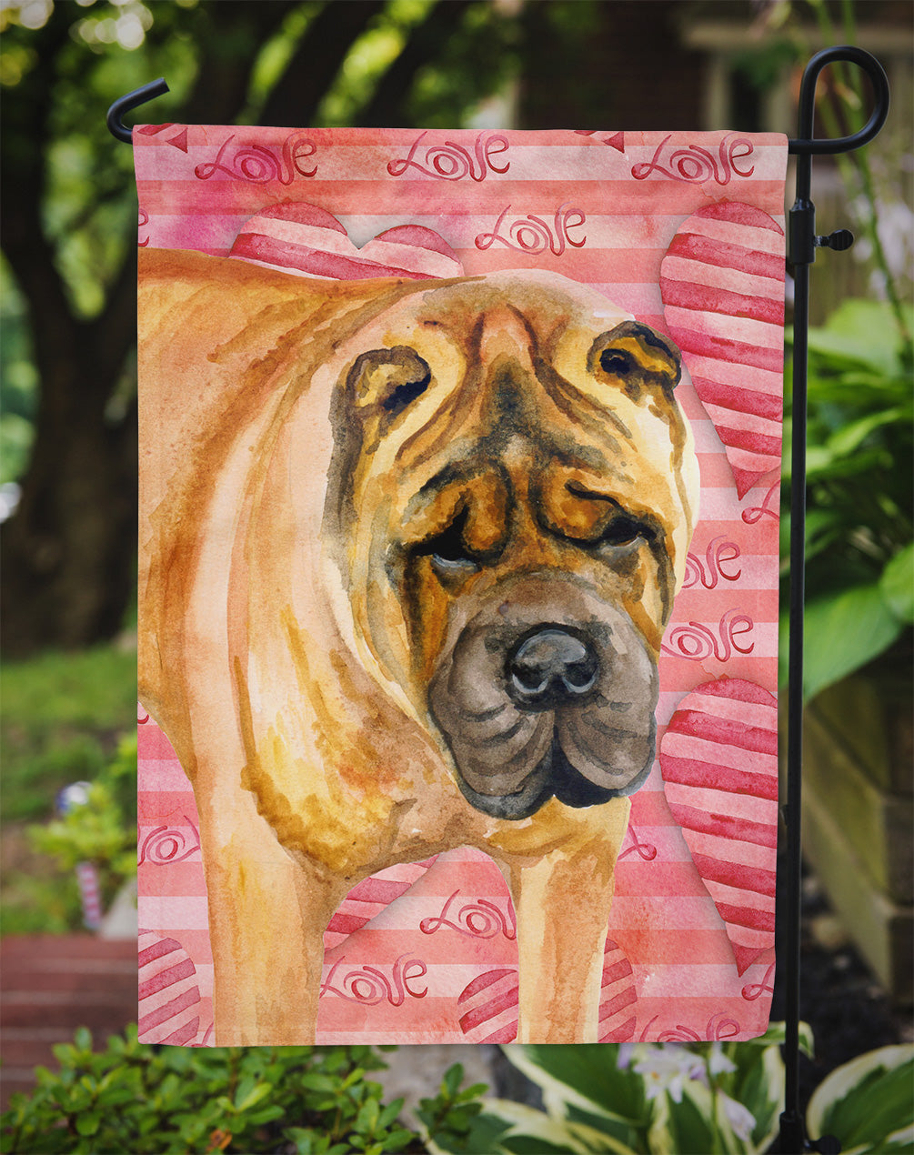 Shar Pei Love Flag Garden Size BB9748GF  the-store.com.