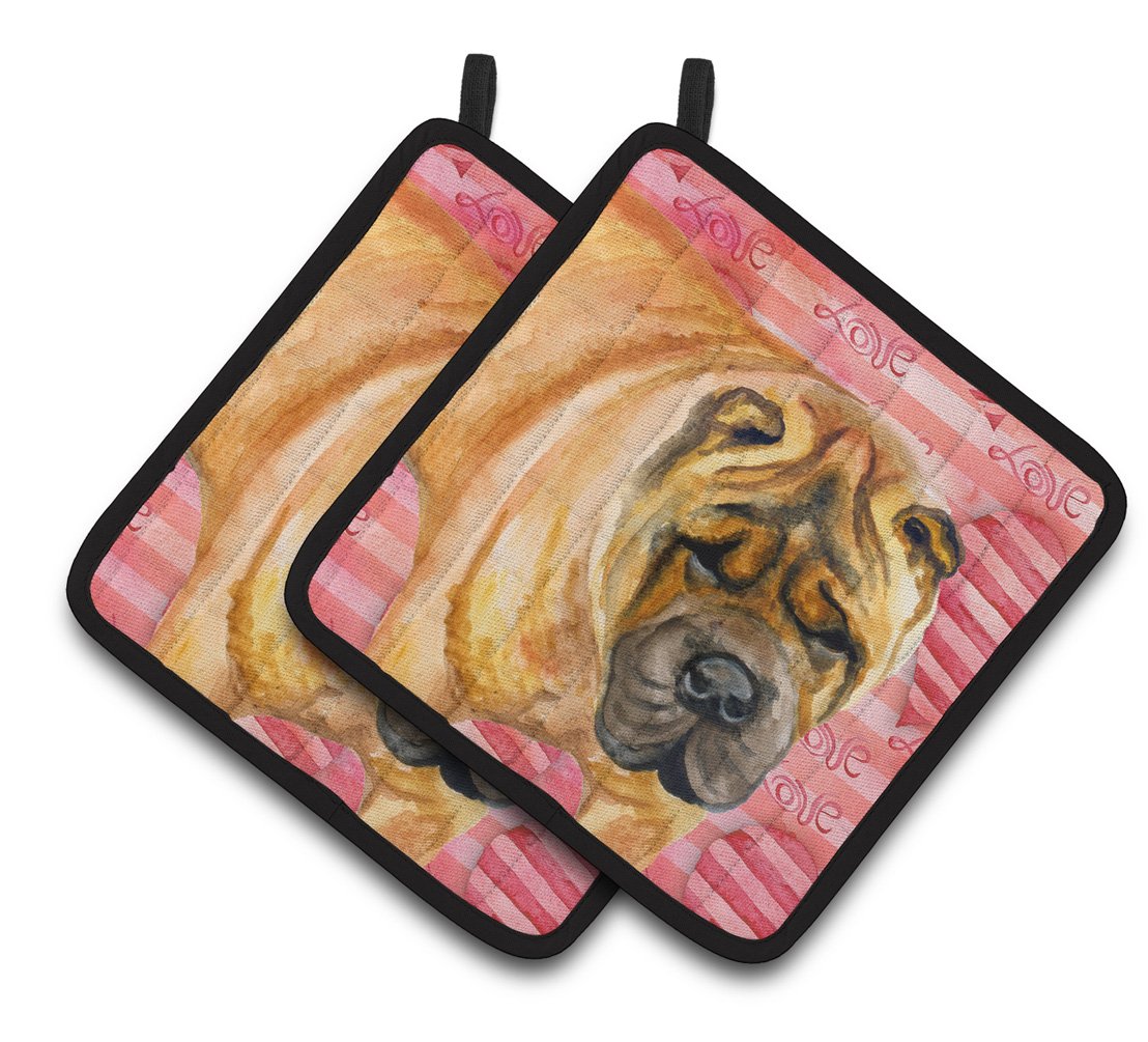 Shar Pei Love Pair of Pot Holders BB9748PTHD by Caroline's Treasures