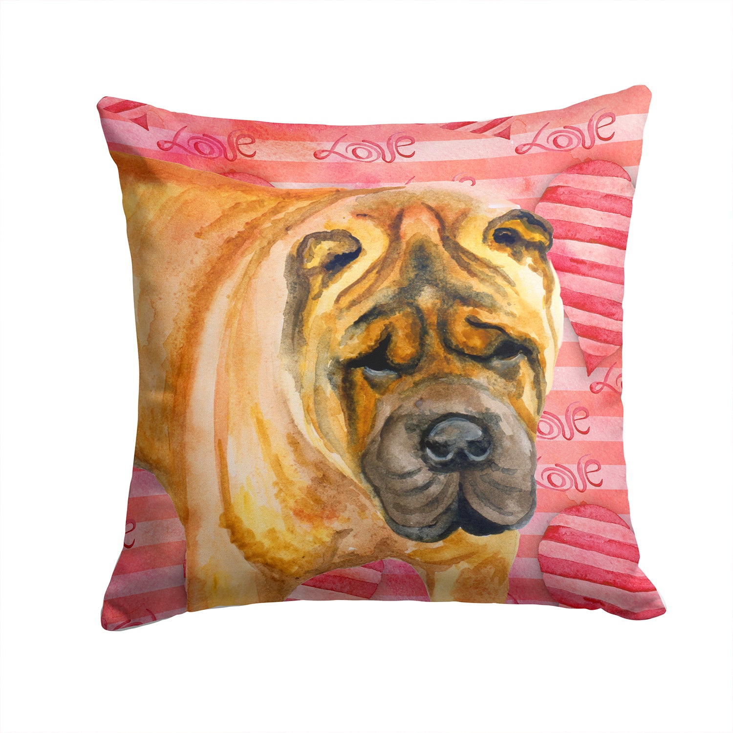 Shar Pei Love Fabric Decorative Pillow BB9748PW1414 - the-store.com