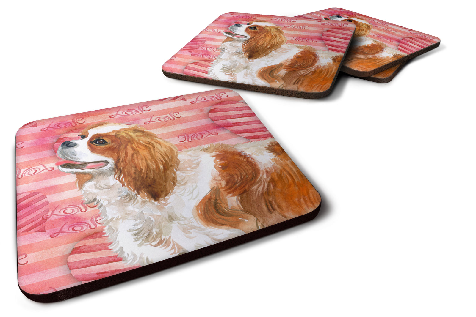 Cavalier Spaniel Love Foam Coaster Set of 4 BB9750FC - the-store.com