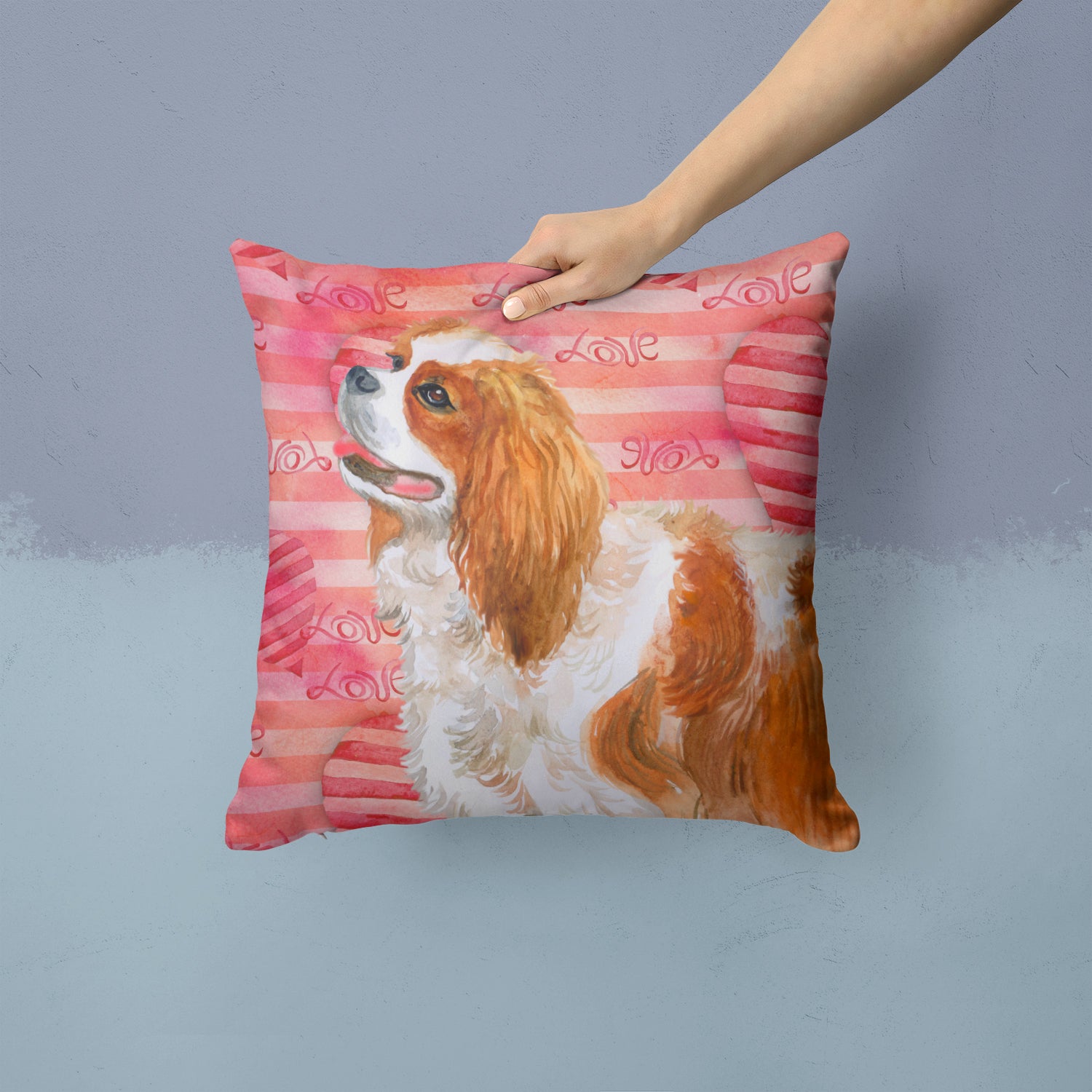 Cavalier Spaniel Love Fabric Decorative Pillow BB9750PW1414 - the-store.com