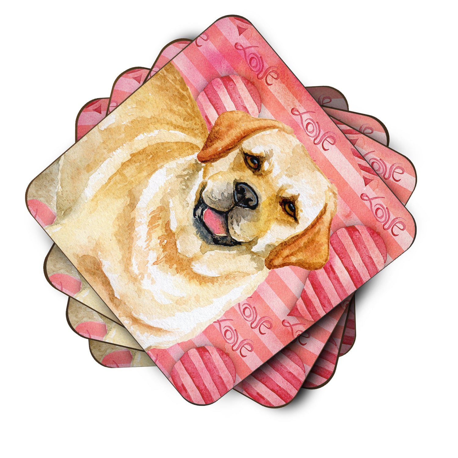 Golden Retriever Love Foam Coaster Set of 4 BB9751FC - the-store.com