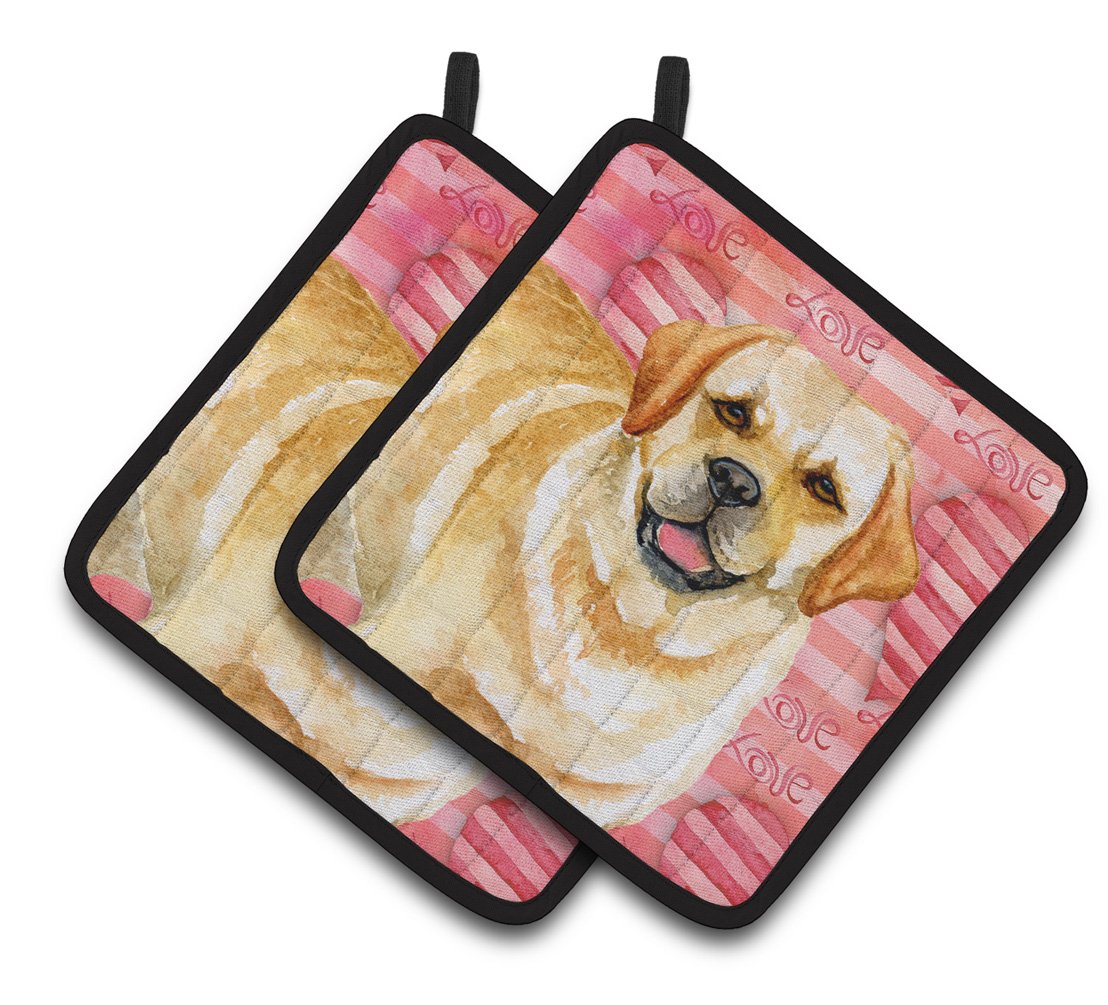 Golden Retriever Love Pair of Pot Holders BB9751PTHD by Caroline&#39;s Treasures