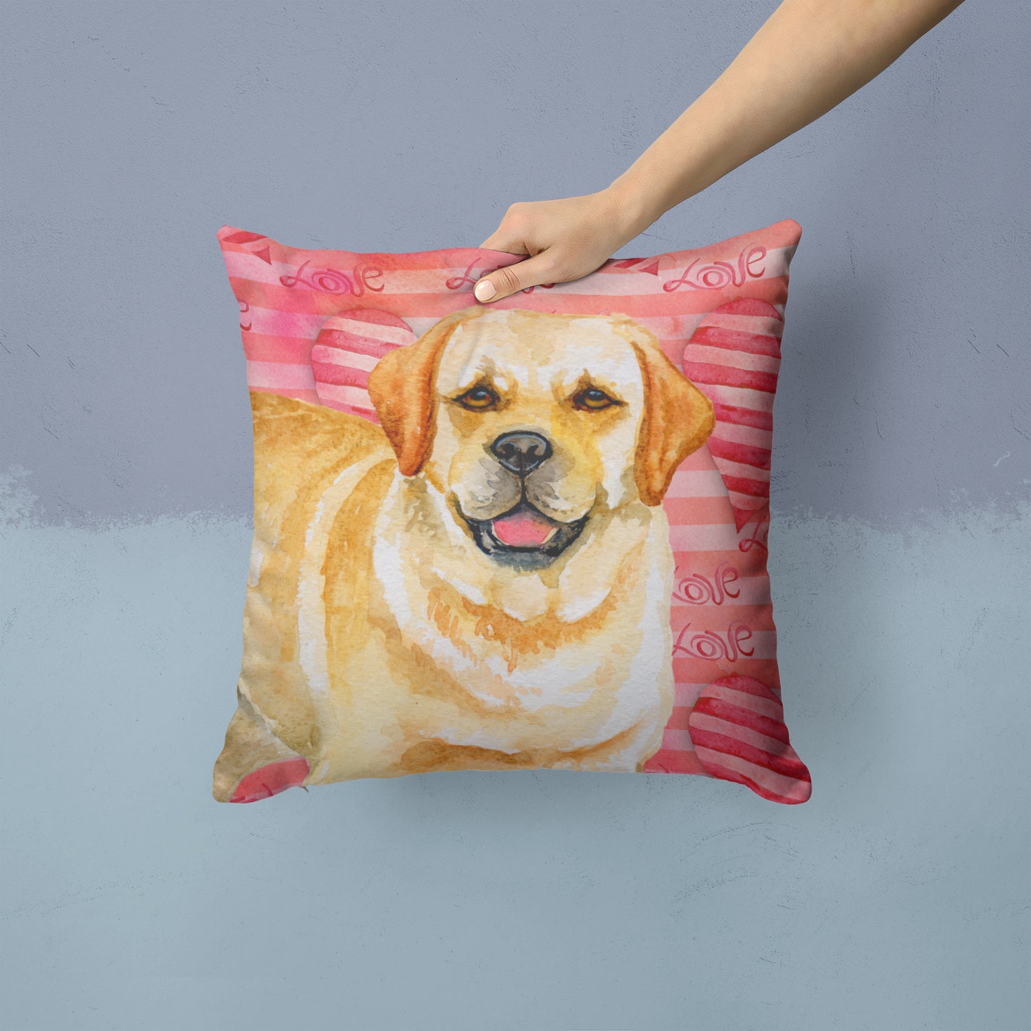 Golden Retriever Love Fabric Decorative Pillow BB9751PW1414 - the-store.com