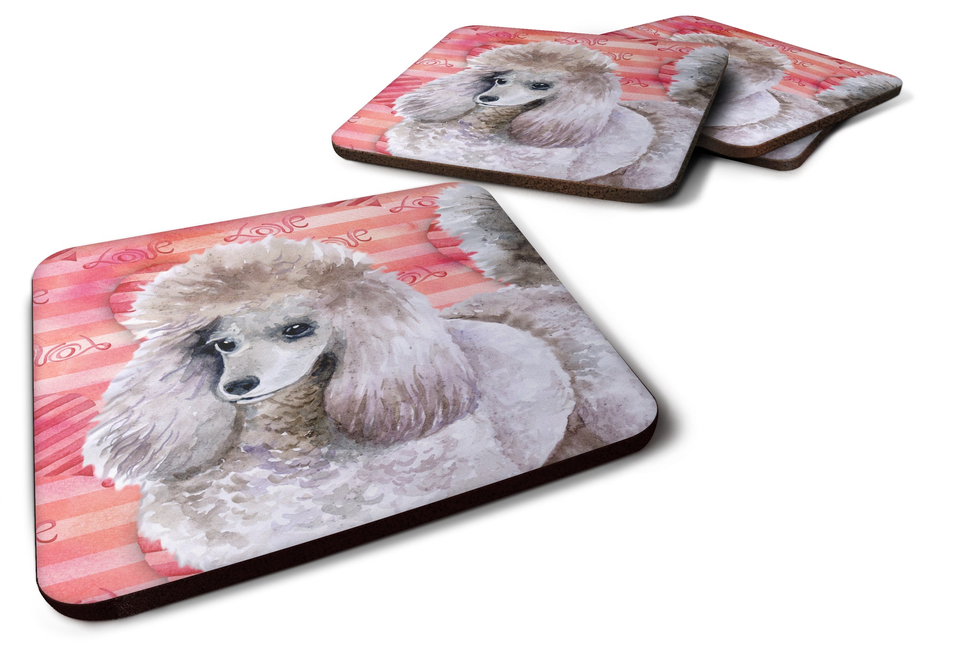 Poodle Love Foam Coaster Set of 4 BB9752FC - the-store.com