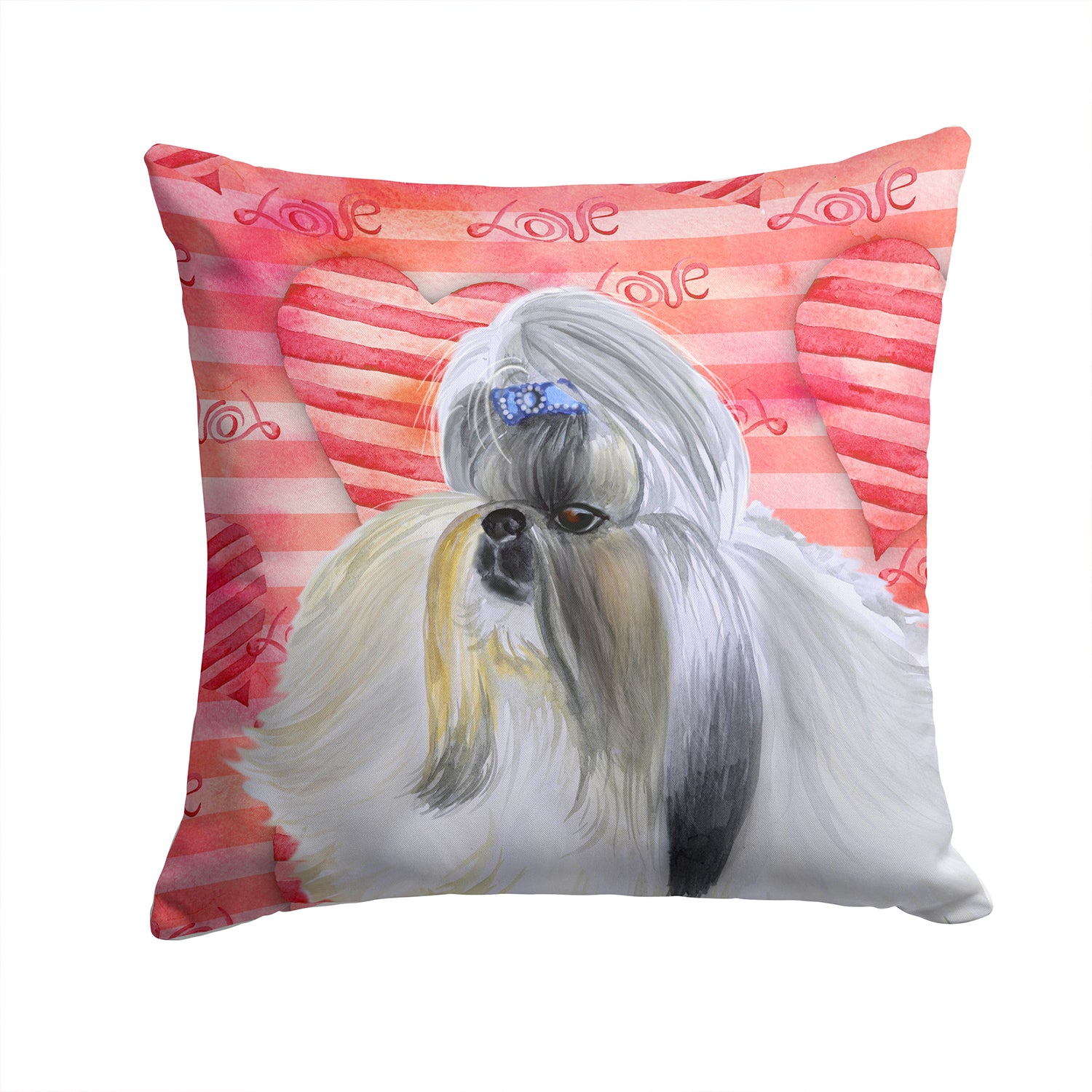 Shih Tzu Love Fabric Decorative Pillow BB9753PW1414 - the-store.com