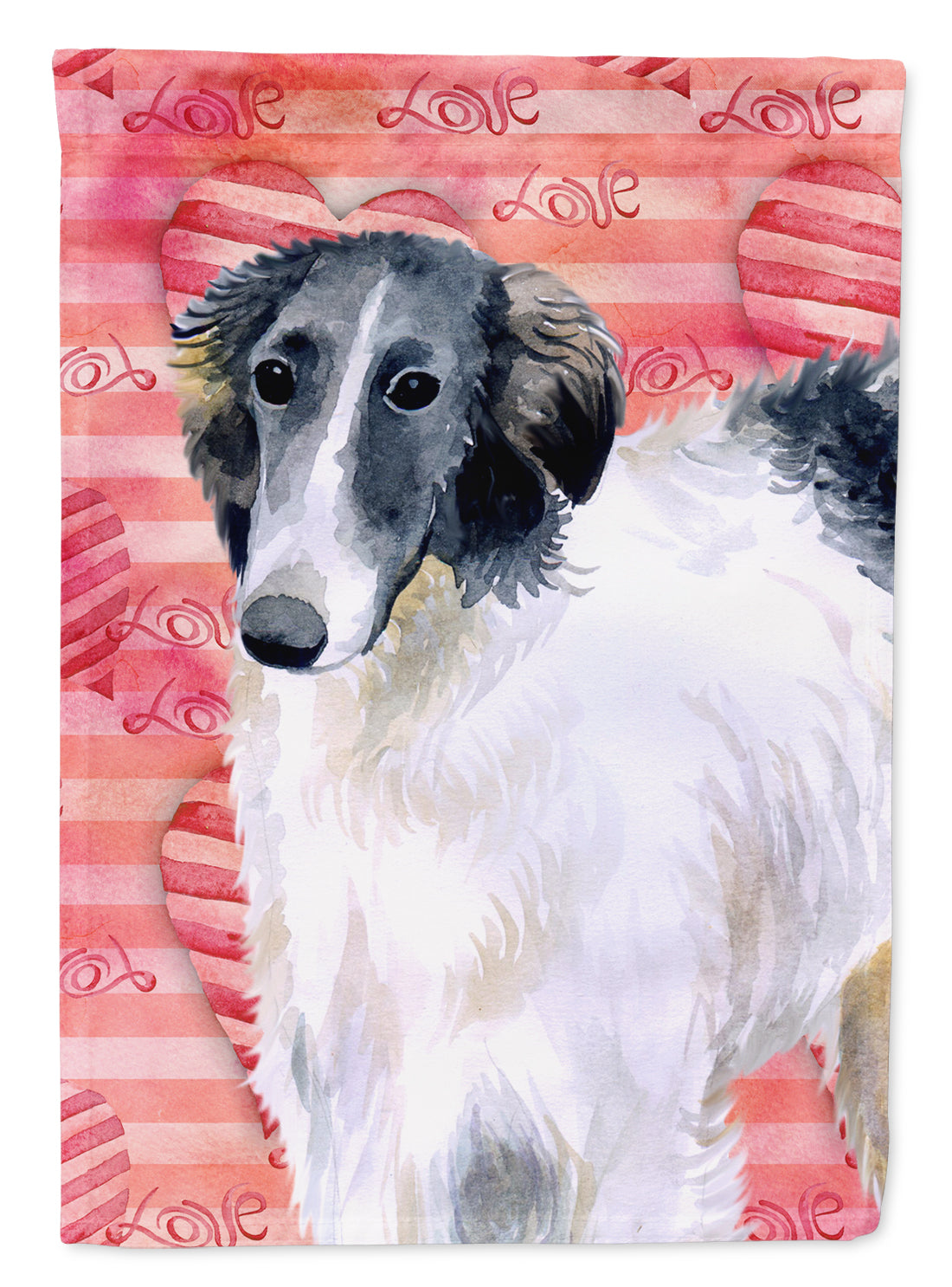 Borzoi Love Flag Canvas House Size BB9759CHF  the-store.com.