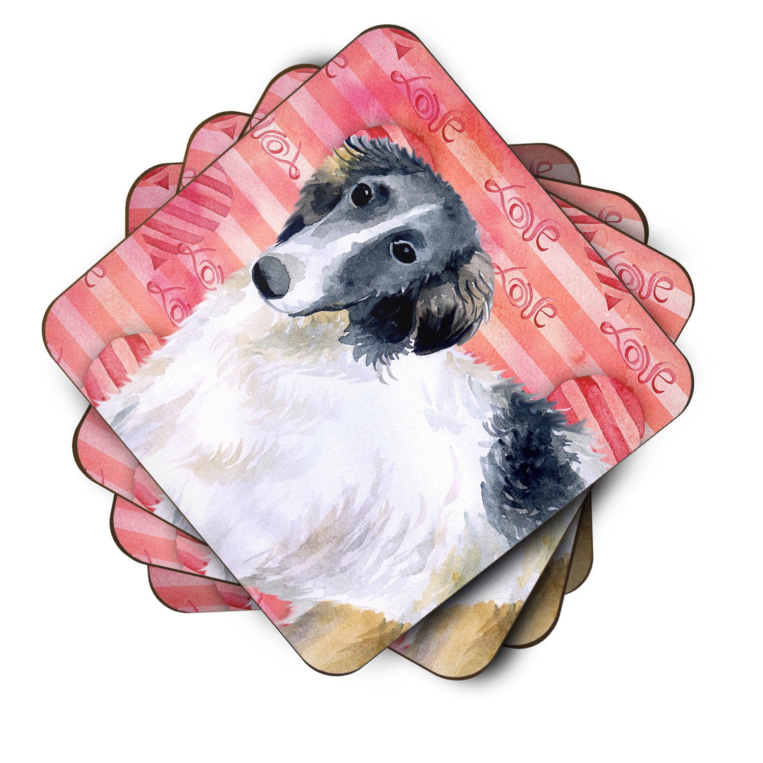 Borzoi Love Foam Coaster Set of 4 BB9759FC - the-store.com