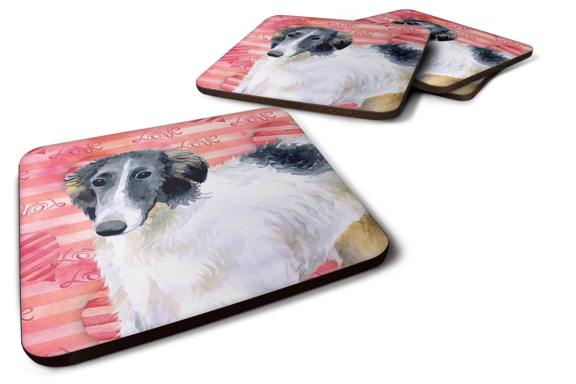 Borzoi Love Foam Coaster Set of 4 BB9759FC - the-store.com