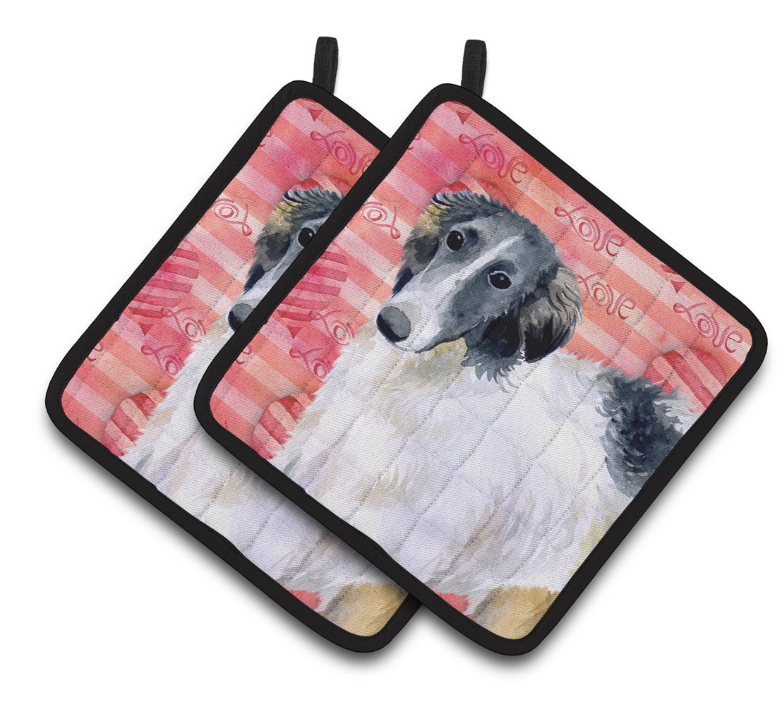 Borzoi Love Pair of Pot Holders BB9759PTHD by Caroline's Treasures