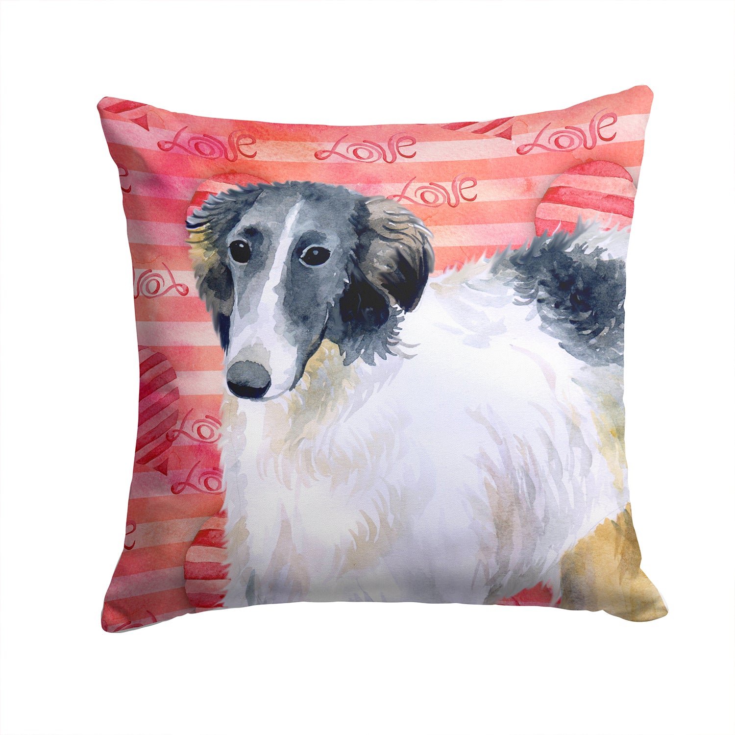 Borzoi Love Fabric Decorative Pillow BB9759PW1414 - the-store.com