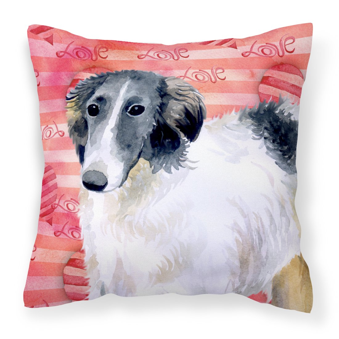 Borzoi Love Fabric Decorative Pillow BB9759PW1818 by Caroline's Treasures