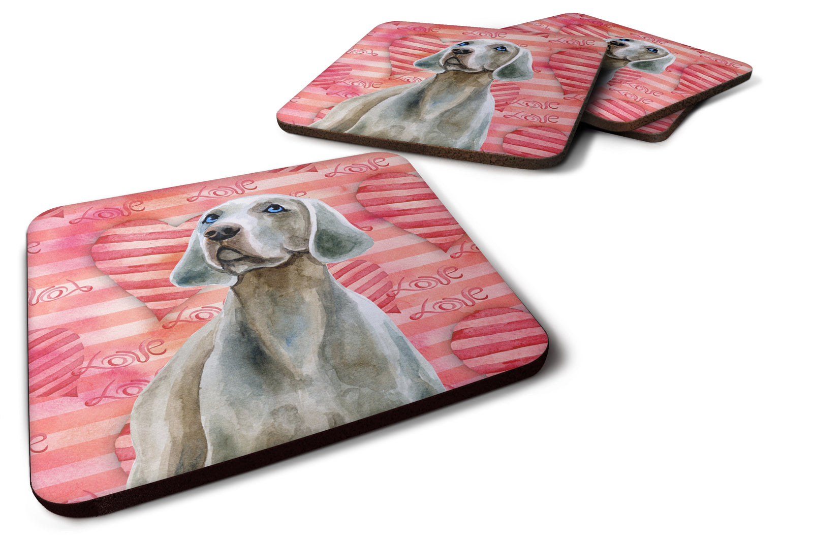 Weimaraner Love Foam Coaster Set of 4 BB9761FC - the-store.com