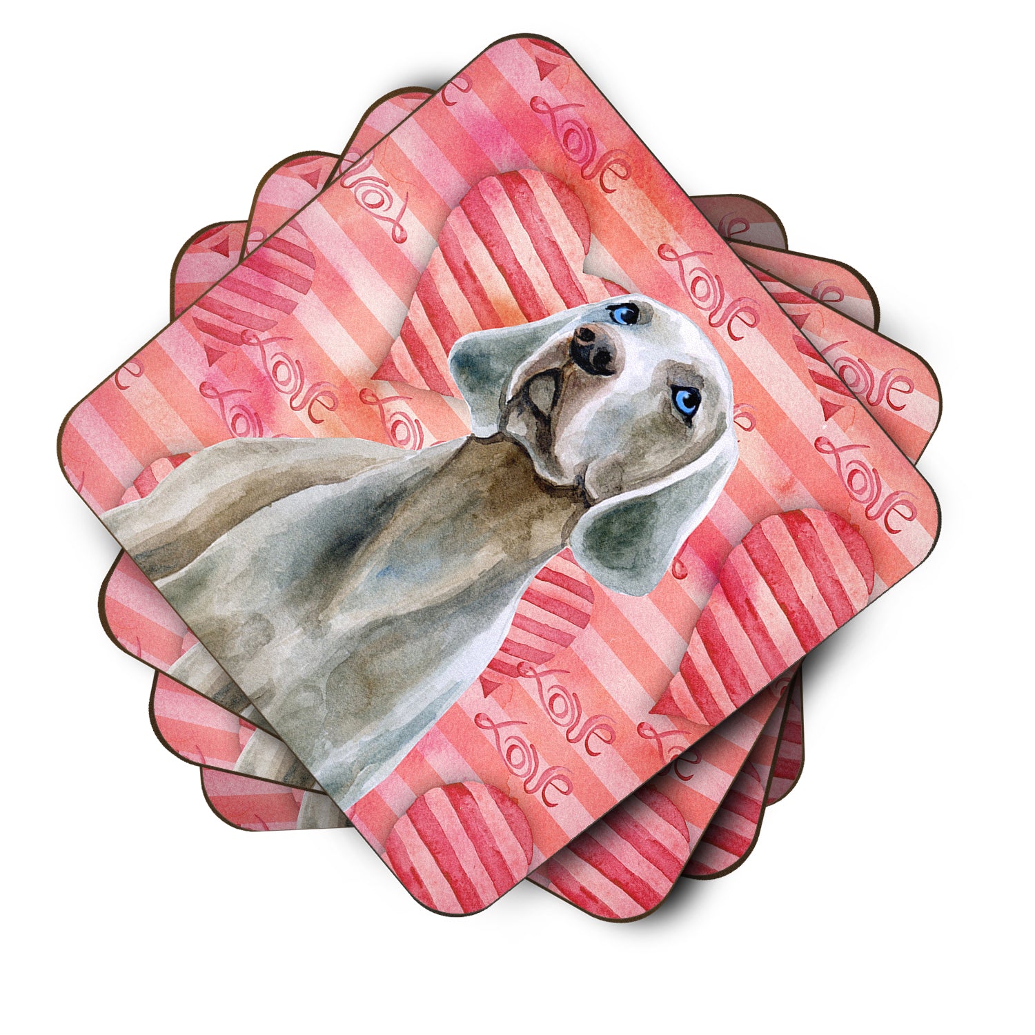 Weimaraner Love Foam Coaster Set of 4 BB9761FC - the-store.com