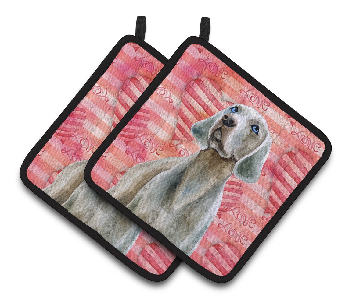 Weimaraner Love Pair of Pot Holders BB9761PTHD by Caroline's Treasures