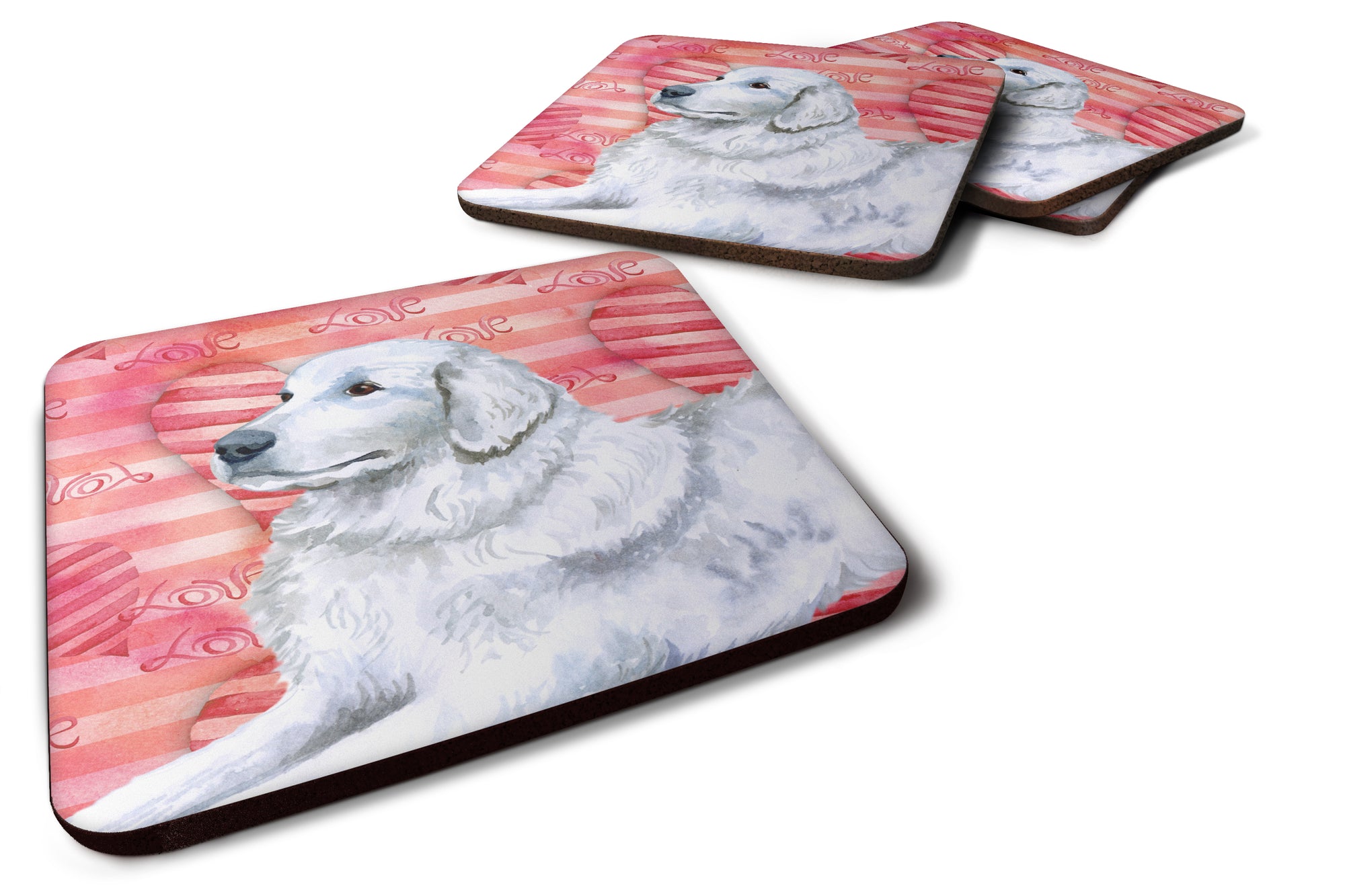 Maremma Sheepdog Love Foam Coaster Set of 4 BB9762FC - the-store.com