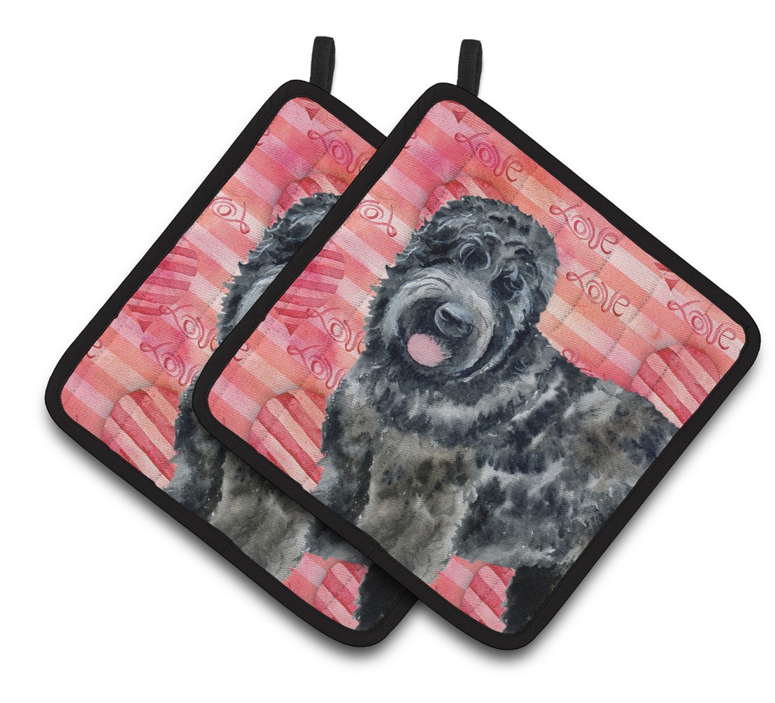 Black Russian Terrier Love Pair of Pot Holders BB9764PTHD by Caroline's Treasures