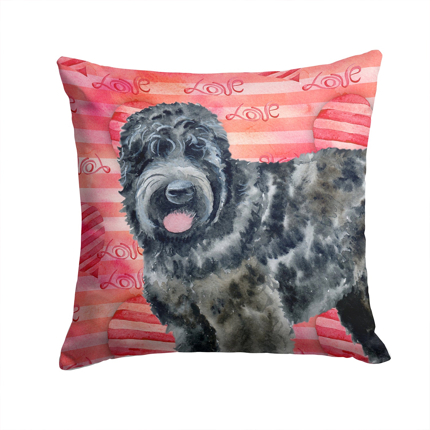 Black Russian Terrier Love Fabric Decorative Pillow BB9764PW1414 - the-store.com