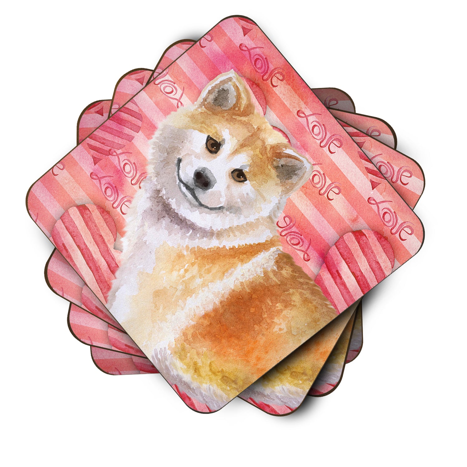 Shiba Inu Love Foam Coaster Set of 4 BB9765FC - the-store.com