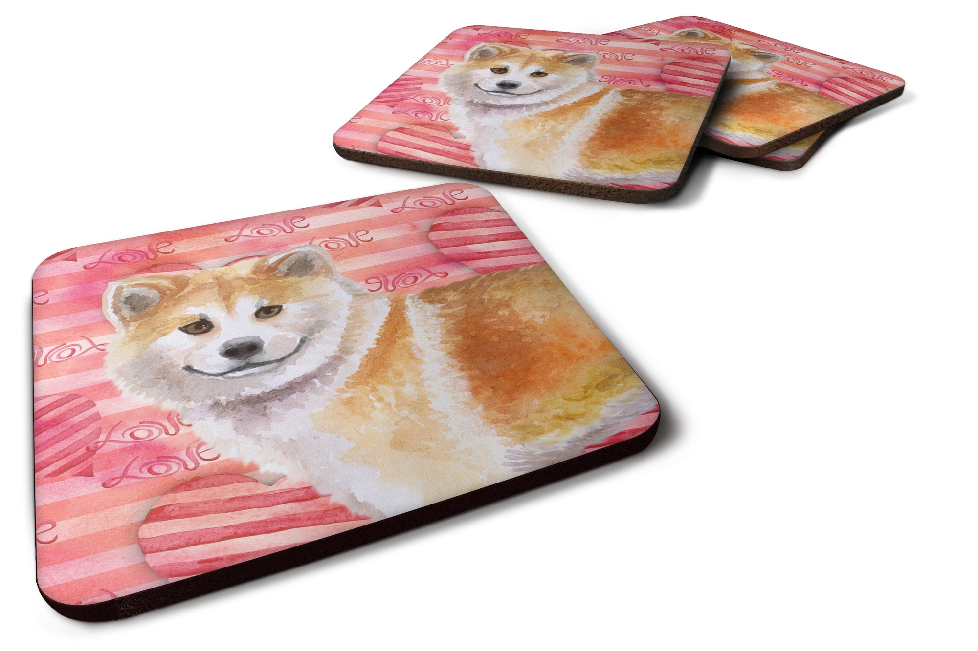 Shiba Inu Love Foam Coaster Set of 4 BB9765FC - the-store.com