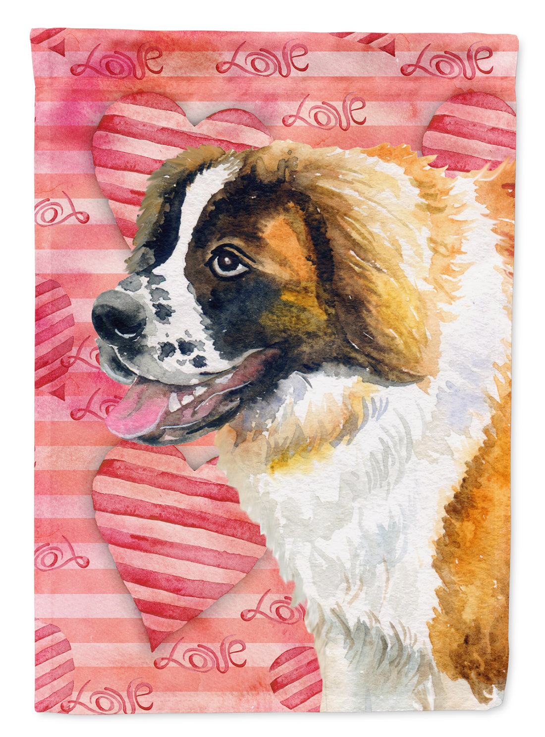 Saint Bernard Love Flag Canvas House Size BB9766CHF  the-store.com.