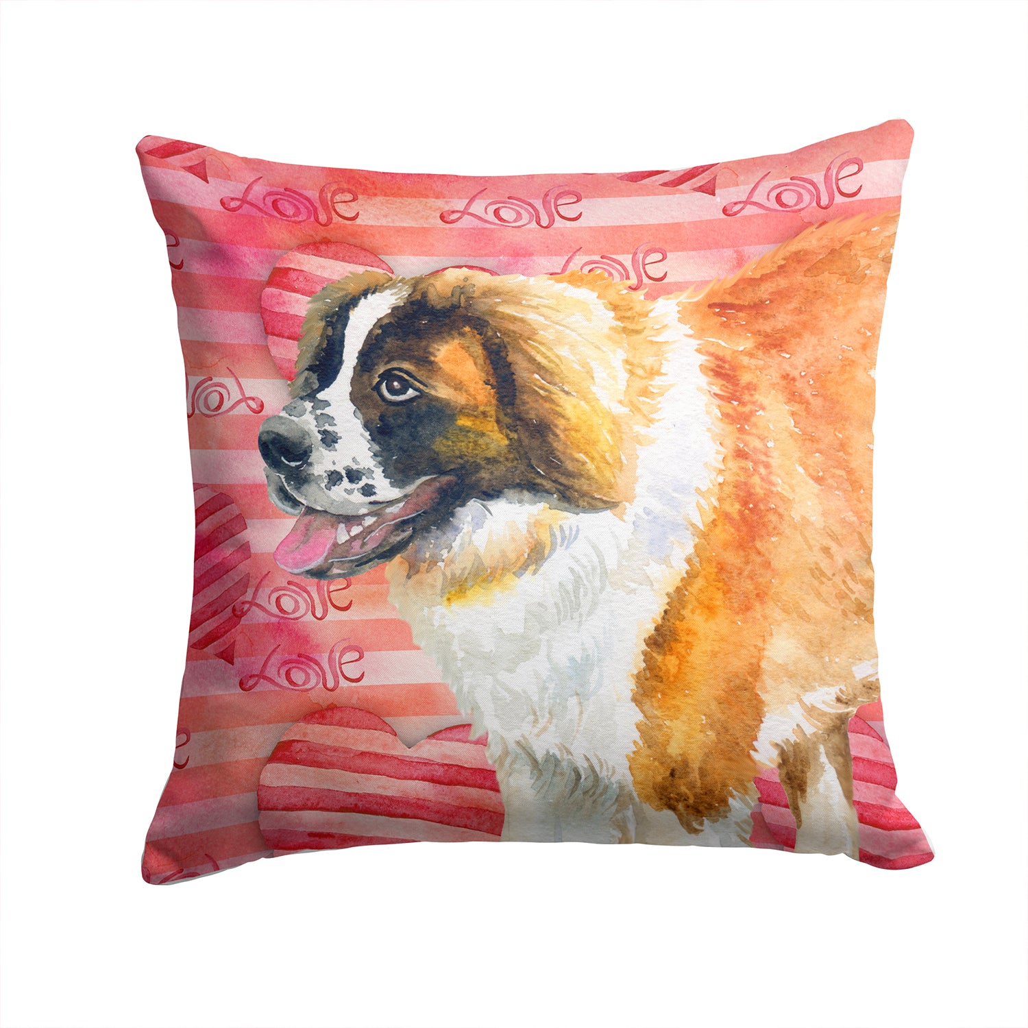 Saint Bernard Love Fabric Decorative Pillow BB9766PW1414 - the-store.com