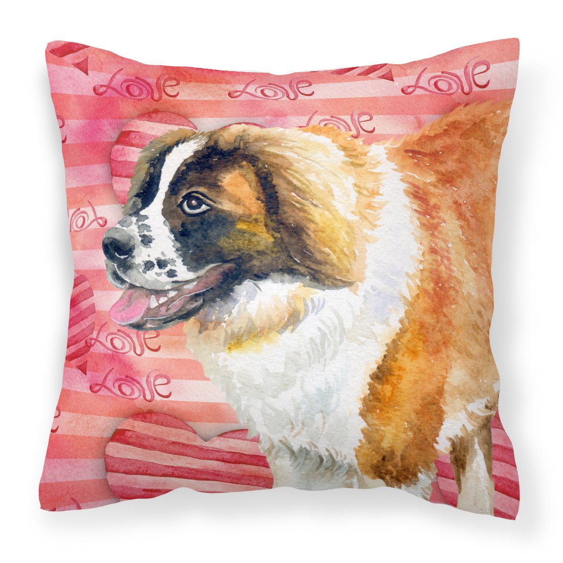 Saint Bernard Love Fabric Decorative Pillow BB9766PW1818 by Caroline's Treasures