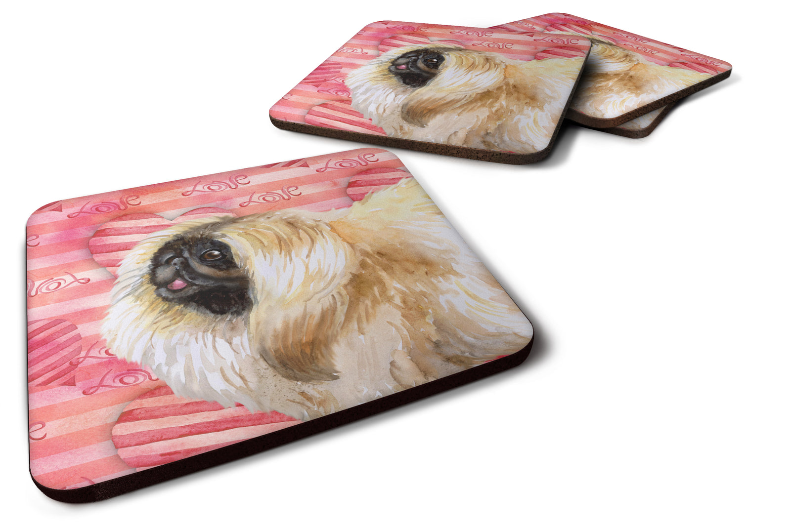 Pekingese Love Foam Coaster Set of 4 BB9768FC - the-store.com