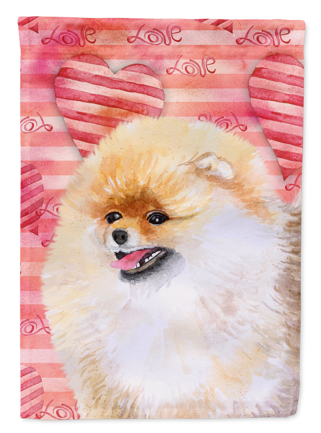 Pomeranian Love Flag Canvas House Size BB9769CHF  the-store.com.