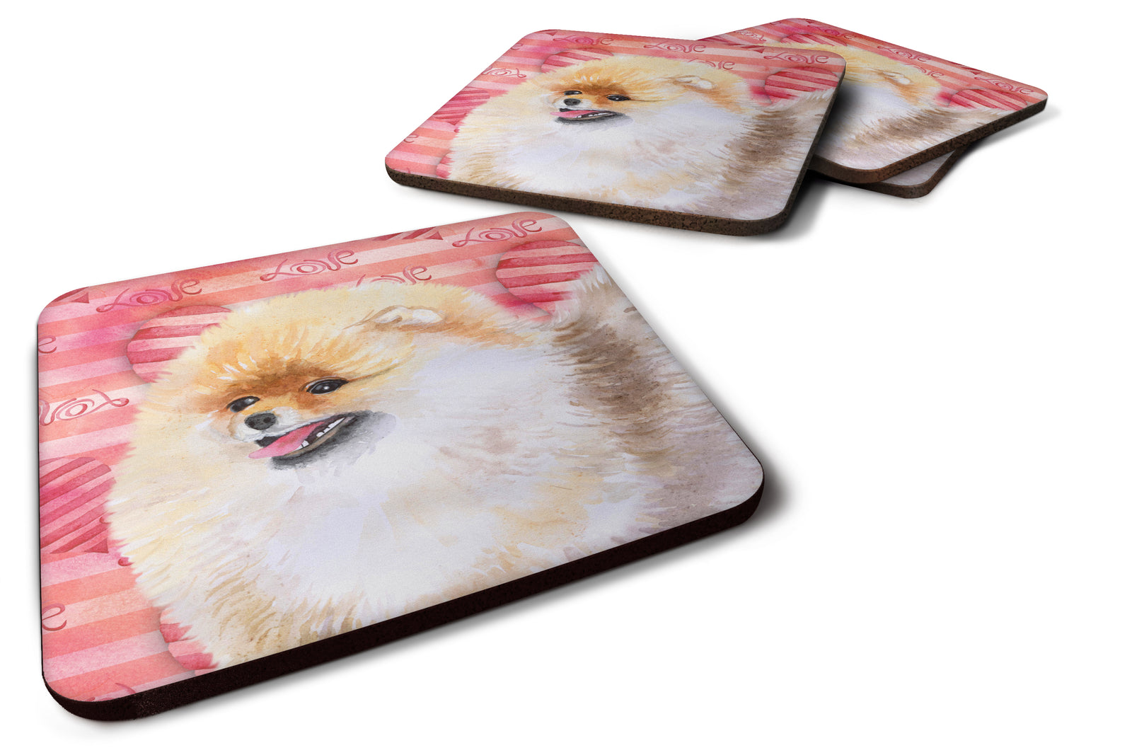 Pomeranian Love Foam Coaster Set of 4 BB9769FC - the-store.com