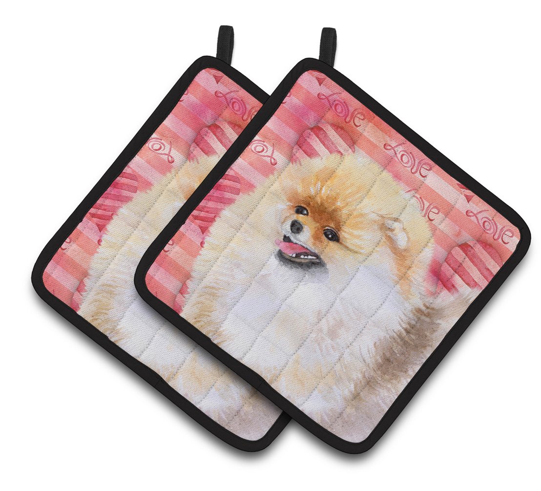 Pomeranian Love Pair of Pot Holders BB9769PTHD by Caroline&#39;s Treasures