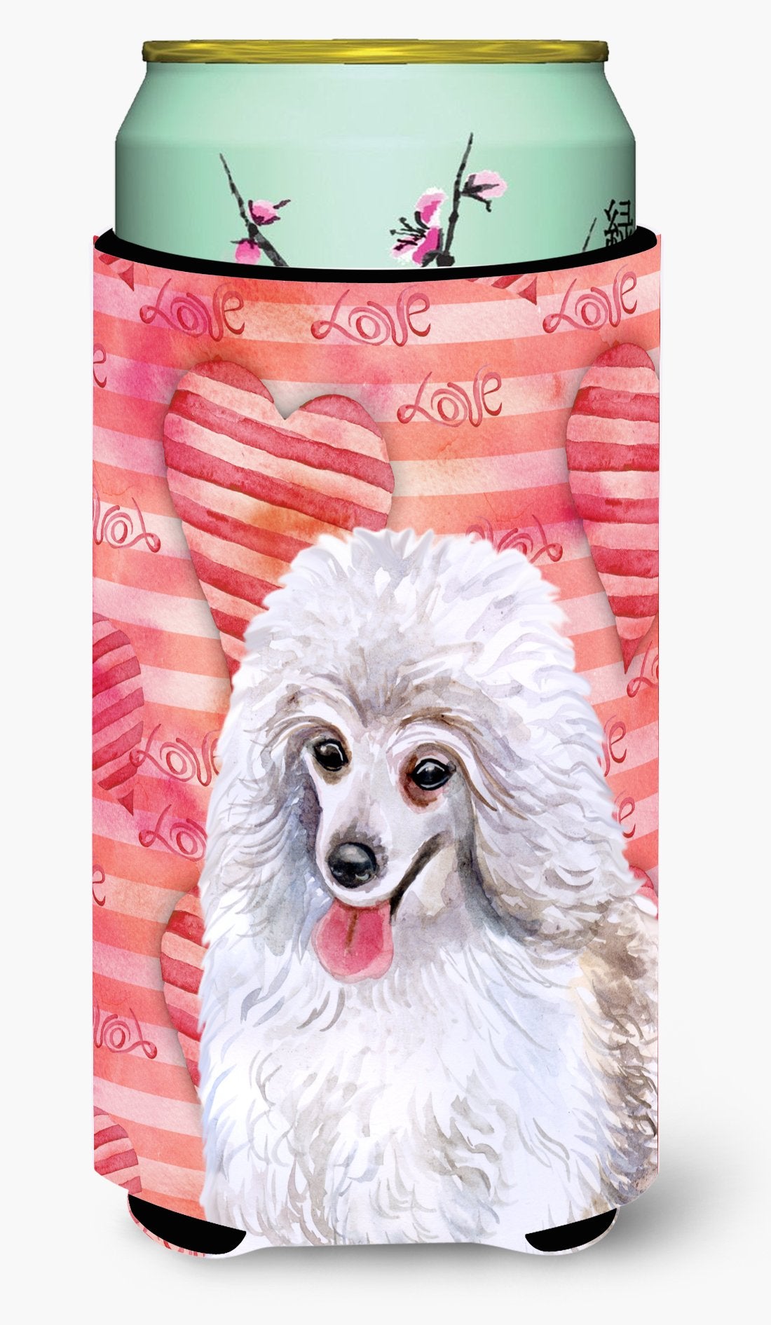 Medium White Poodle Love Tall Boy Beverage Insulator Hugger BB9770TBC by Caroline's Treasures