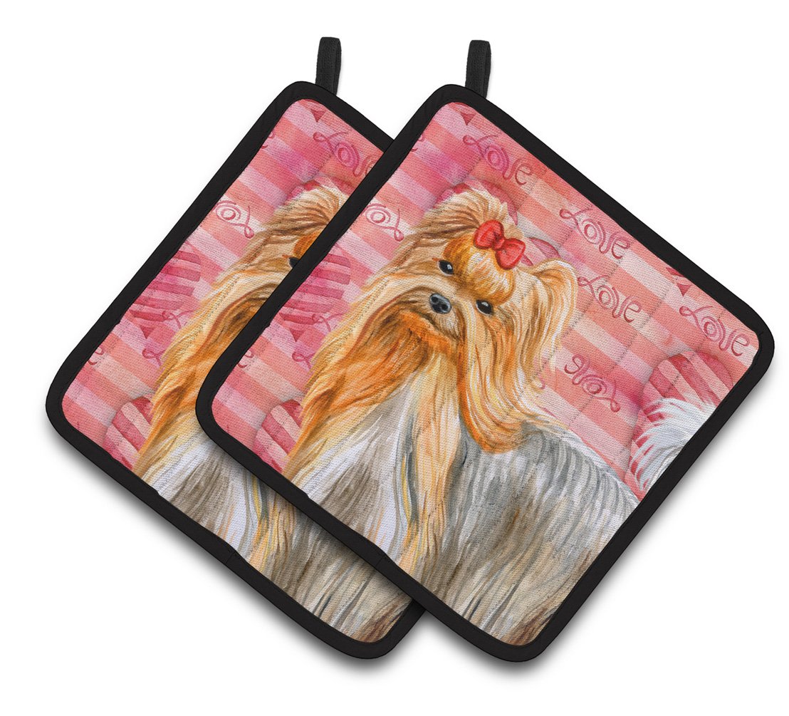 Yorkshire Terrier Love Pair of Pot Holders BB9772PTHD by Caroline&#39;s Treasures