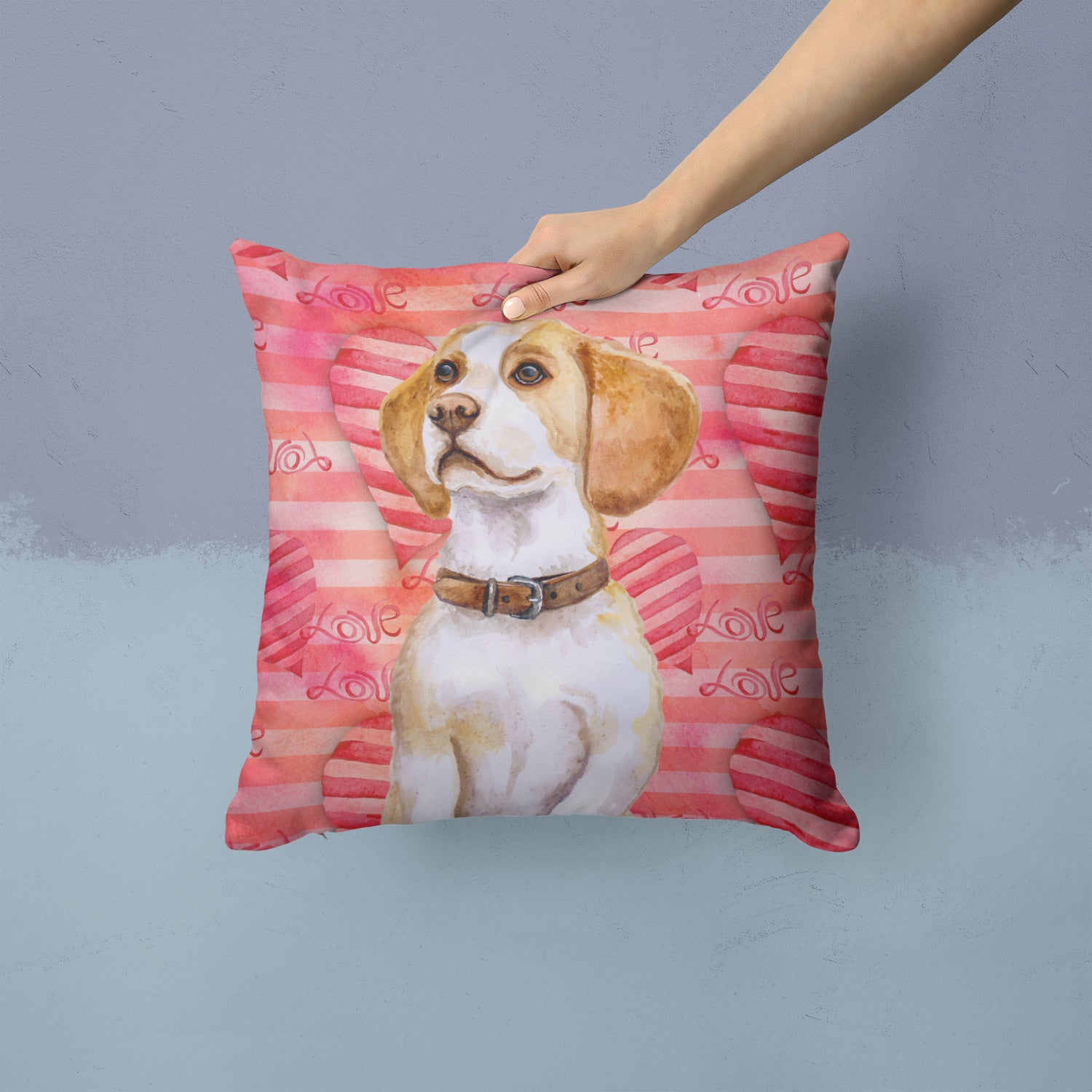 Beagle Love Fabric Decorative Pillow BB9773PW1414 - the-store.com