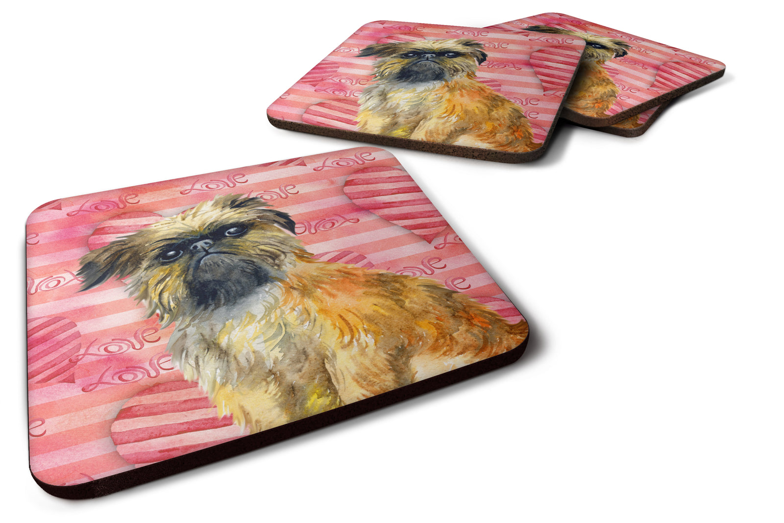 Brussels Griffon Love Foam Coaster Set of 4 BB9774FC - the-store.com