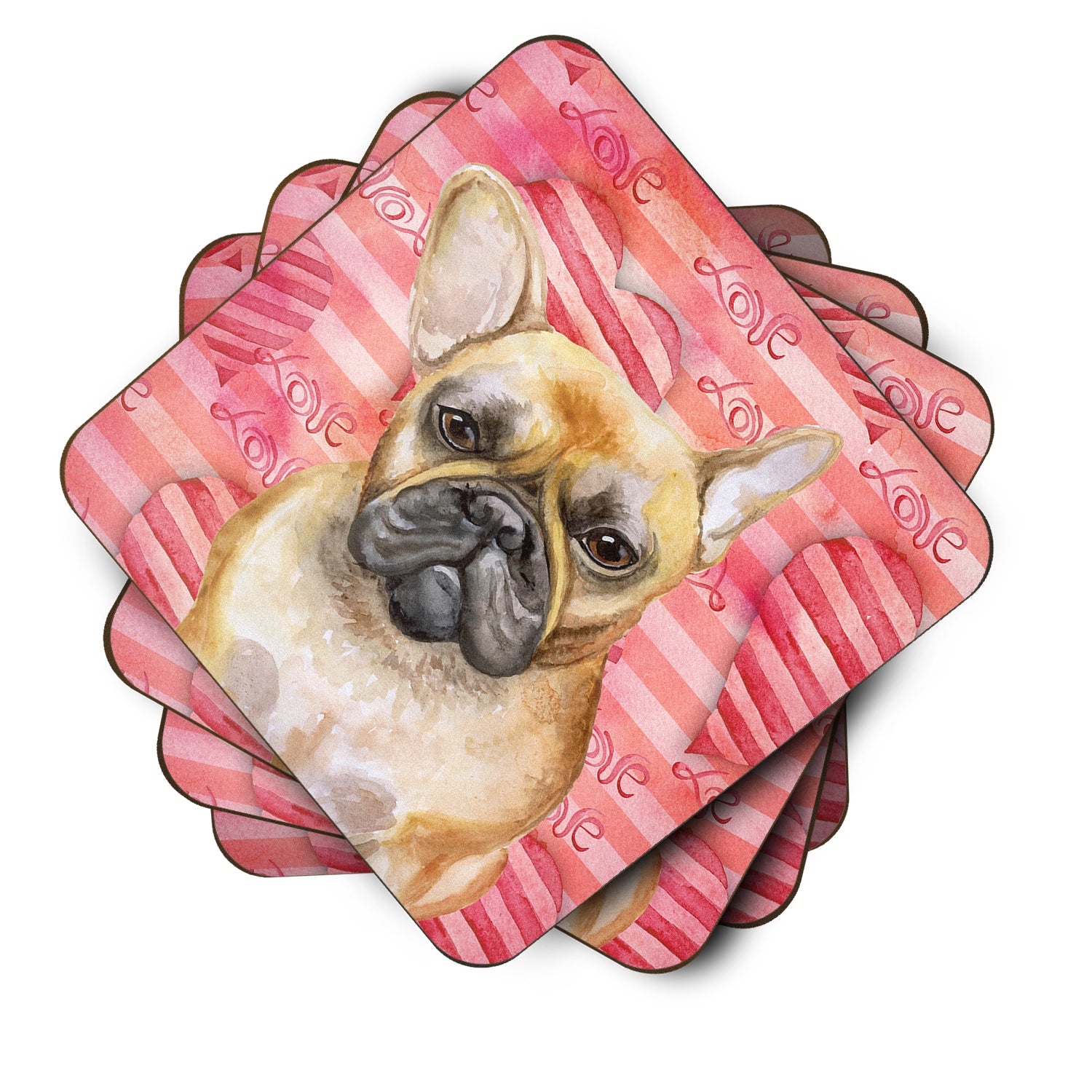 French Bulldog Love Foam Coaster Set of 4 BB9775FC - the-store.com