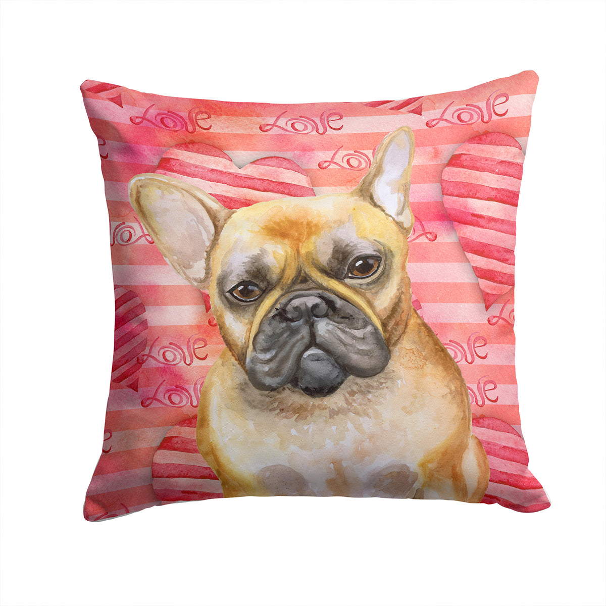 French Bulldog Love Fabric Decorative Pillow BB9775PW1414 - the-store.com