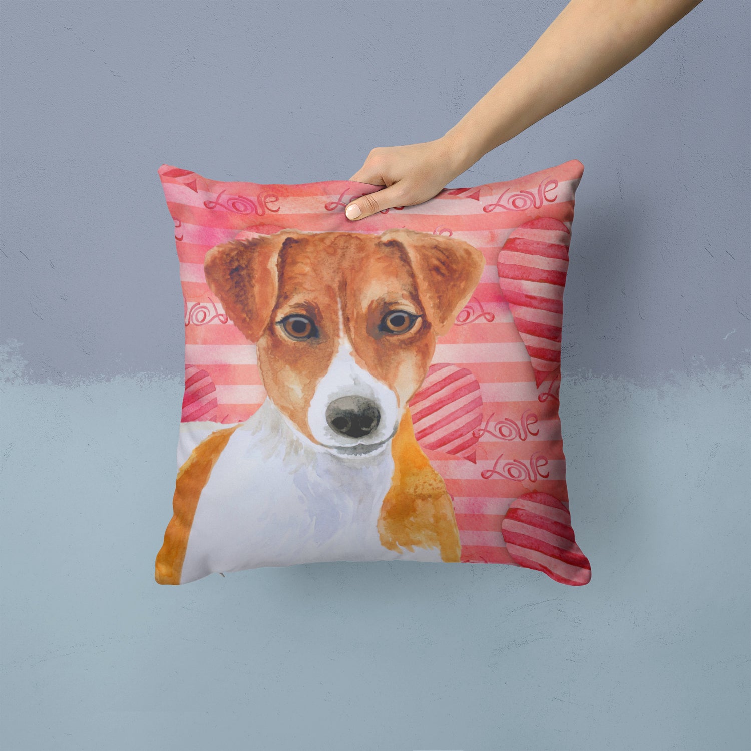 Jack Russell Terrier Love Fabric Decorative Pillow BB9776PW1414 - the-store.com