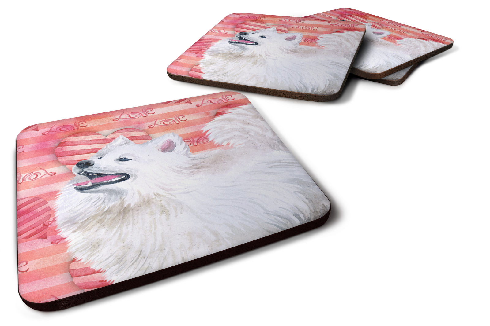 Samoyed Love Foam Coaster Set of 4 BB9778FC - the-store.com