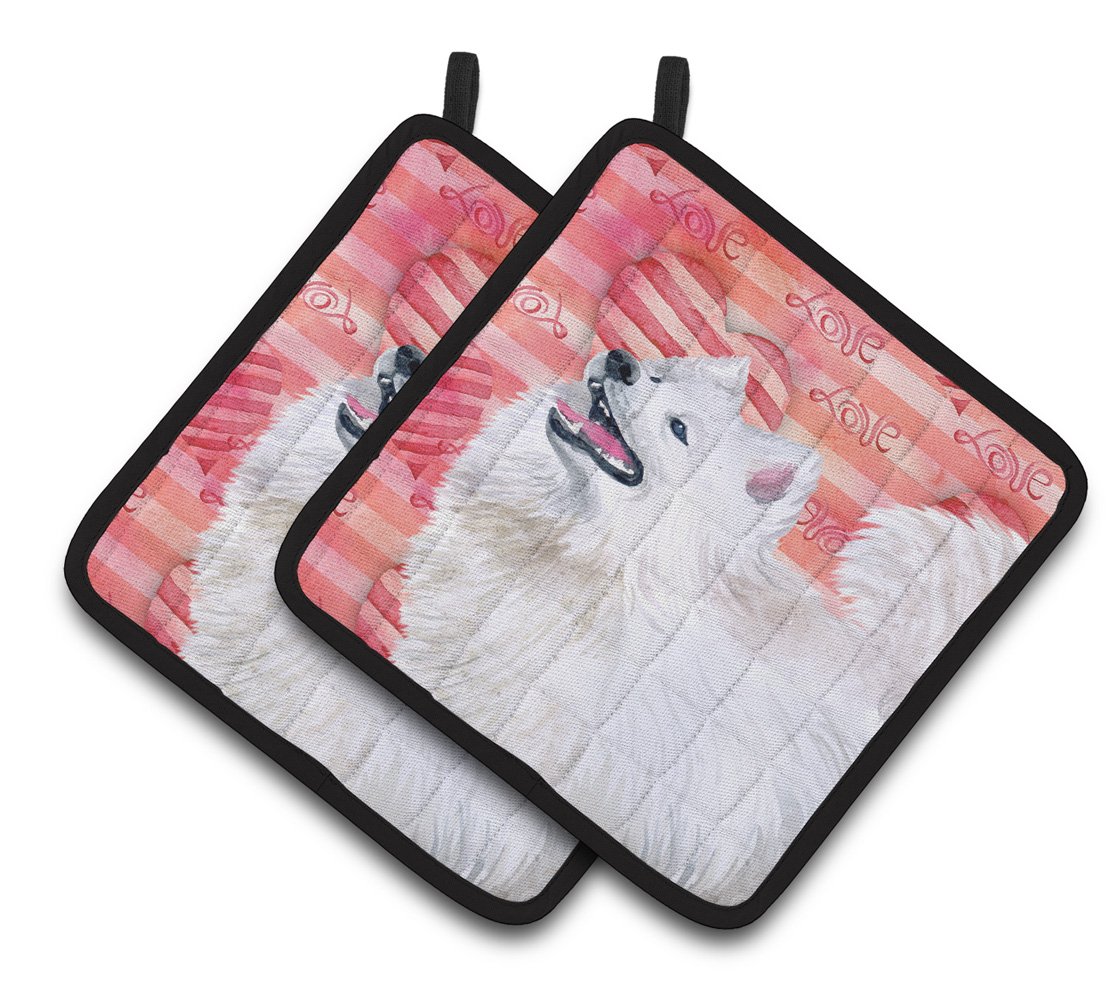 Samoyed Love Pair of Pot Holders BB9778PTHD by Caroline&#39;s Treasures