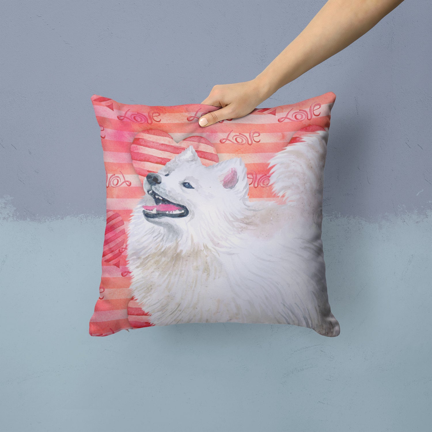 Samoyed Love Fabric Decorative Pillow BB9778PW1414 - the-store.com