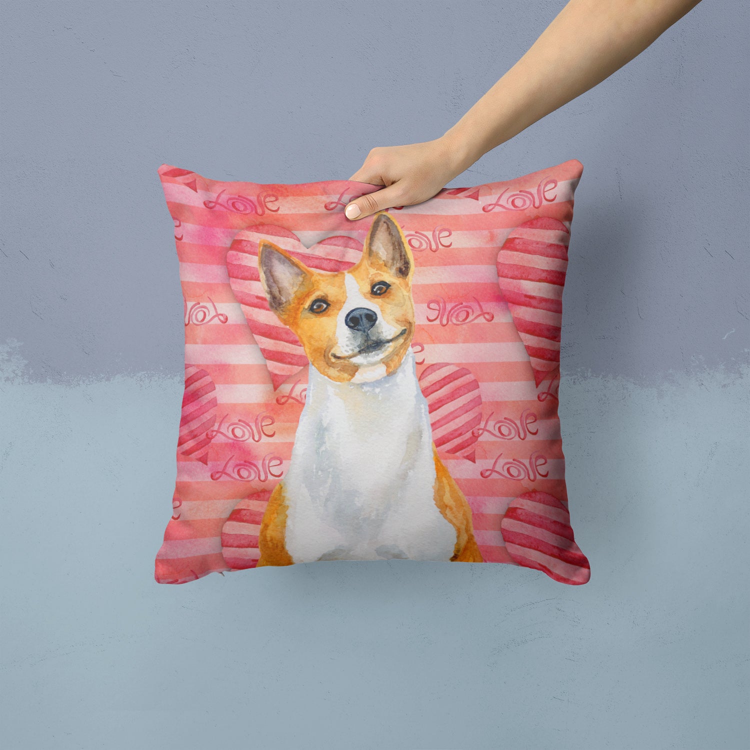 Basenji Love Fabric Decorative Pillow BB9779PW1414 - the-store.com