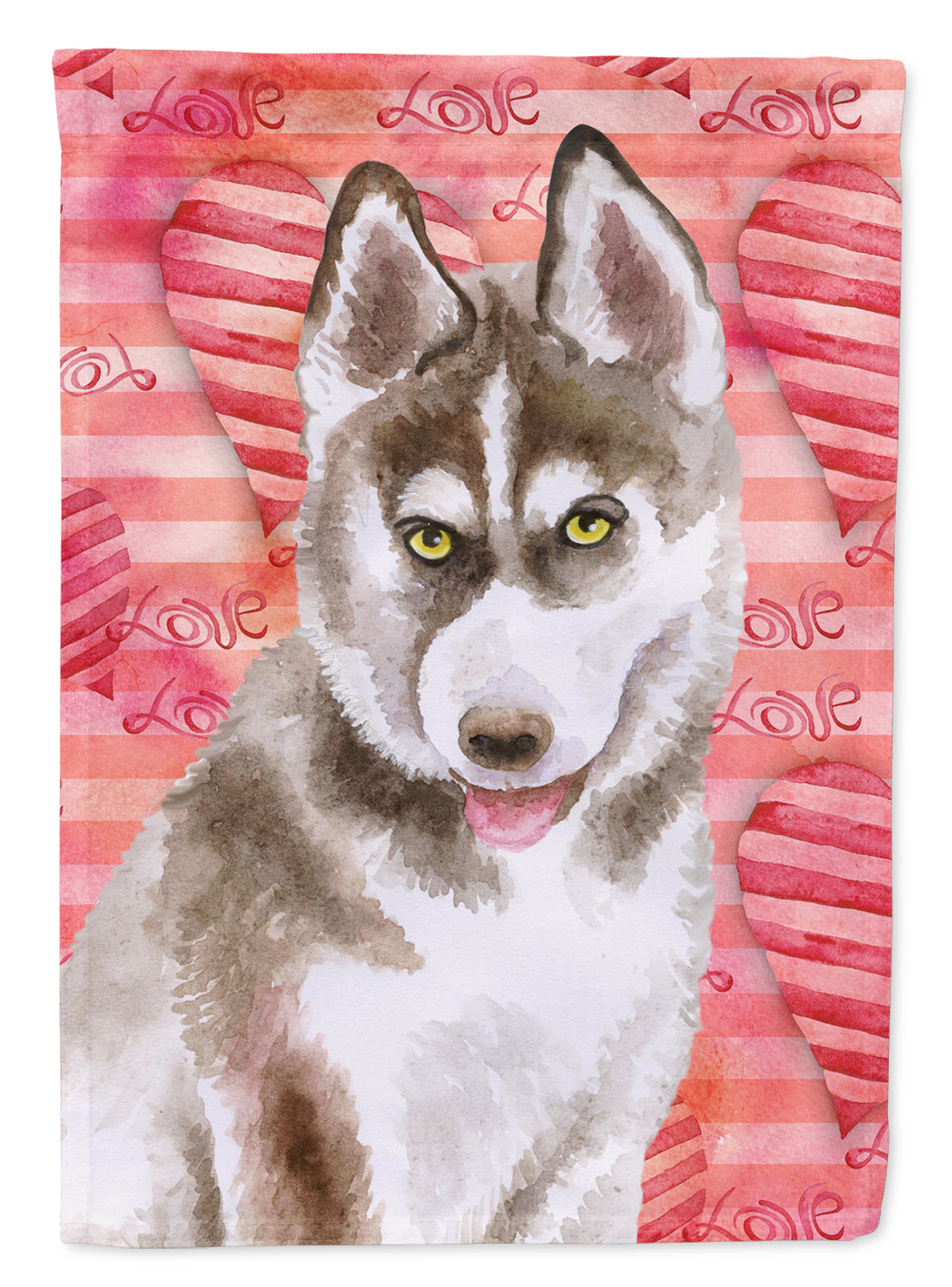 Siberian Husky Grey Love Flag Canvas House Size BB9783CHF  the-store.com.