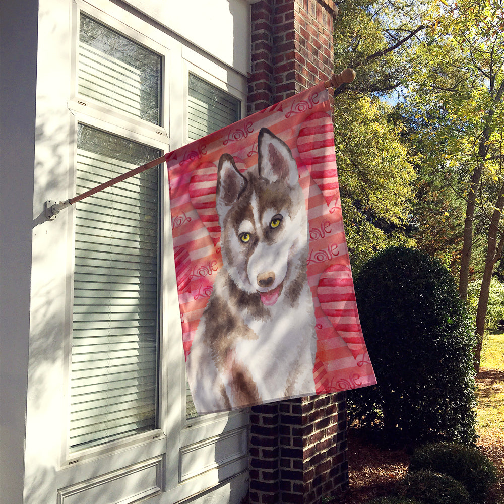 Siberian Husky Grey Love Flag Canvas House Size BB9783CHF  the-store.com.