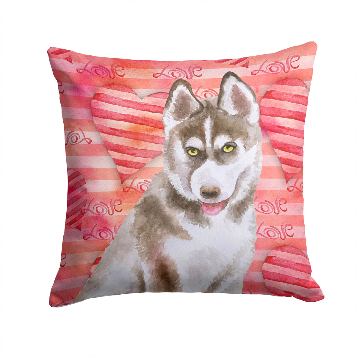 Siberian Husky Grey Love Fabric Decorative Pillow BB9783PW1414 - the-store.com