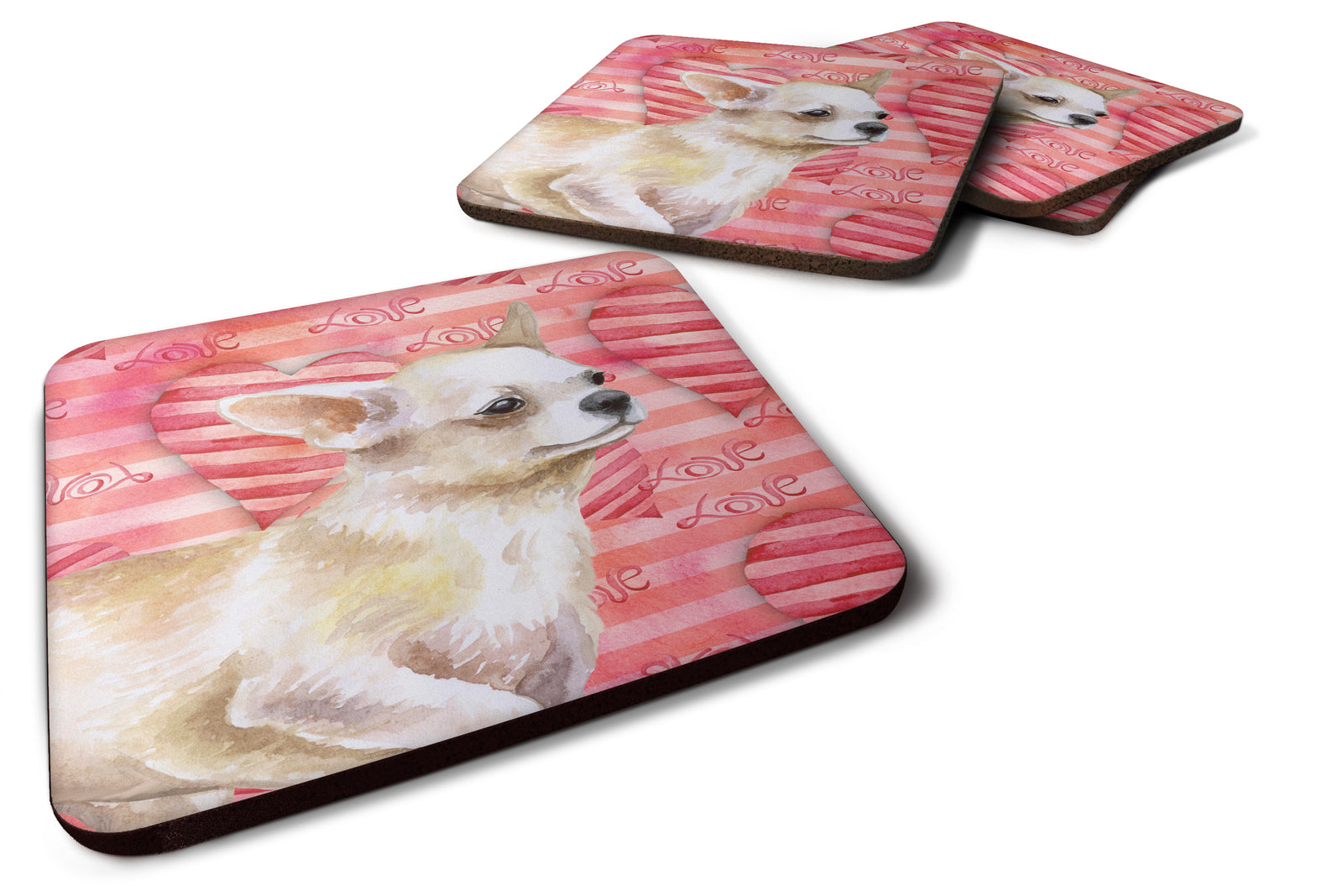 Chihuahua Leg up Love Foam Coaster Set of 4 BB9784FC - the-store.com