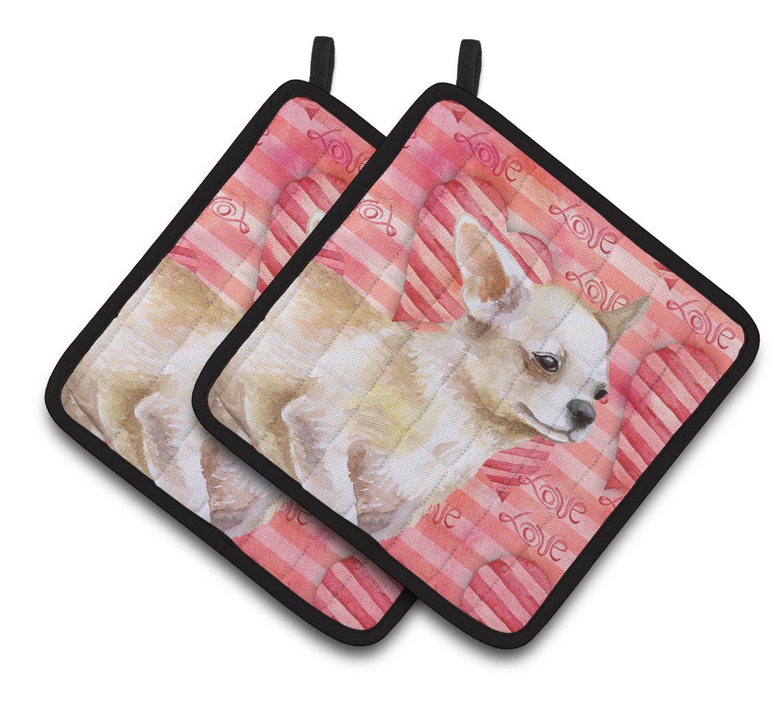 Chihuahua Leg up Love Pair of Pot Holders BB9784PTHD by Caroline's Treasures