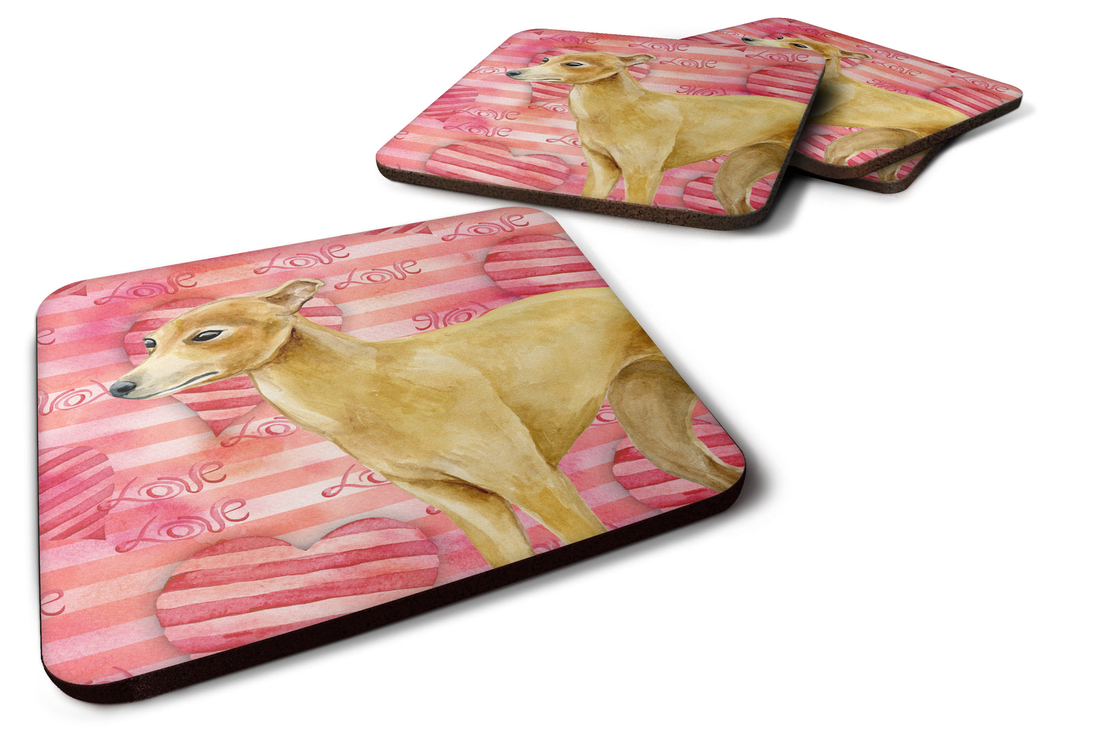 Italian Greyhound Love Foam Coaster Set of 4 BB9785FC - the-store.com