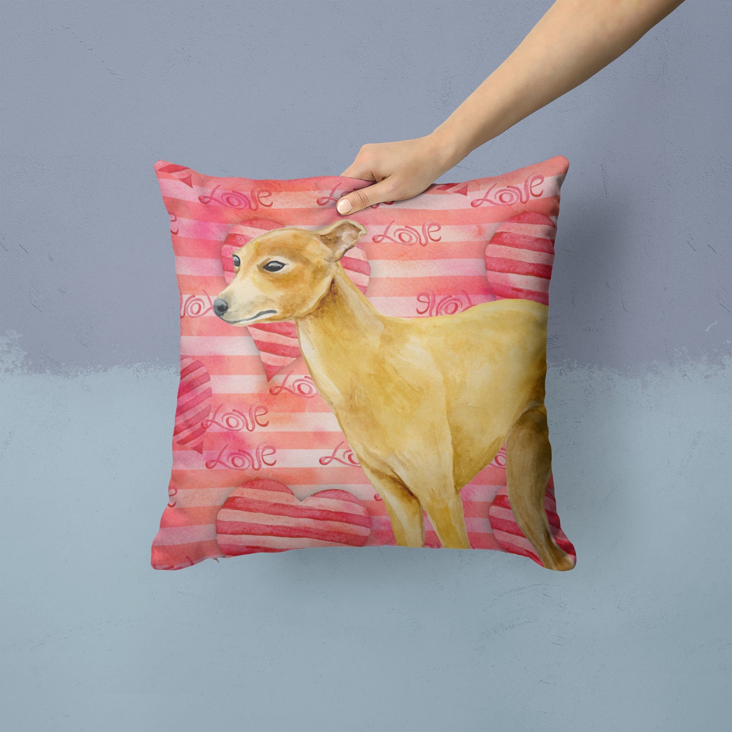 Italian Greyhound Love Fabric Decorative Pillow BB9785PW1414 - the-store.com